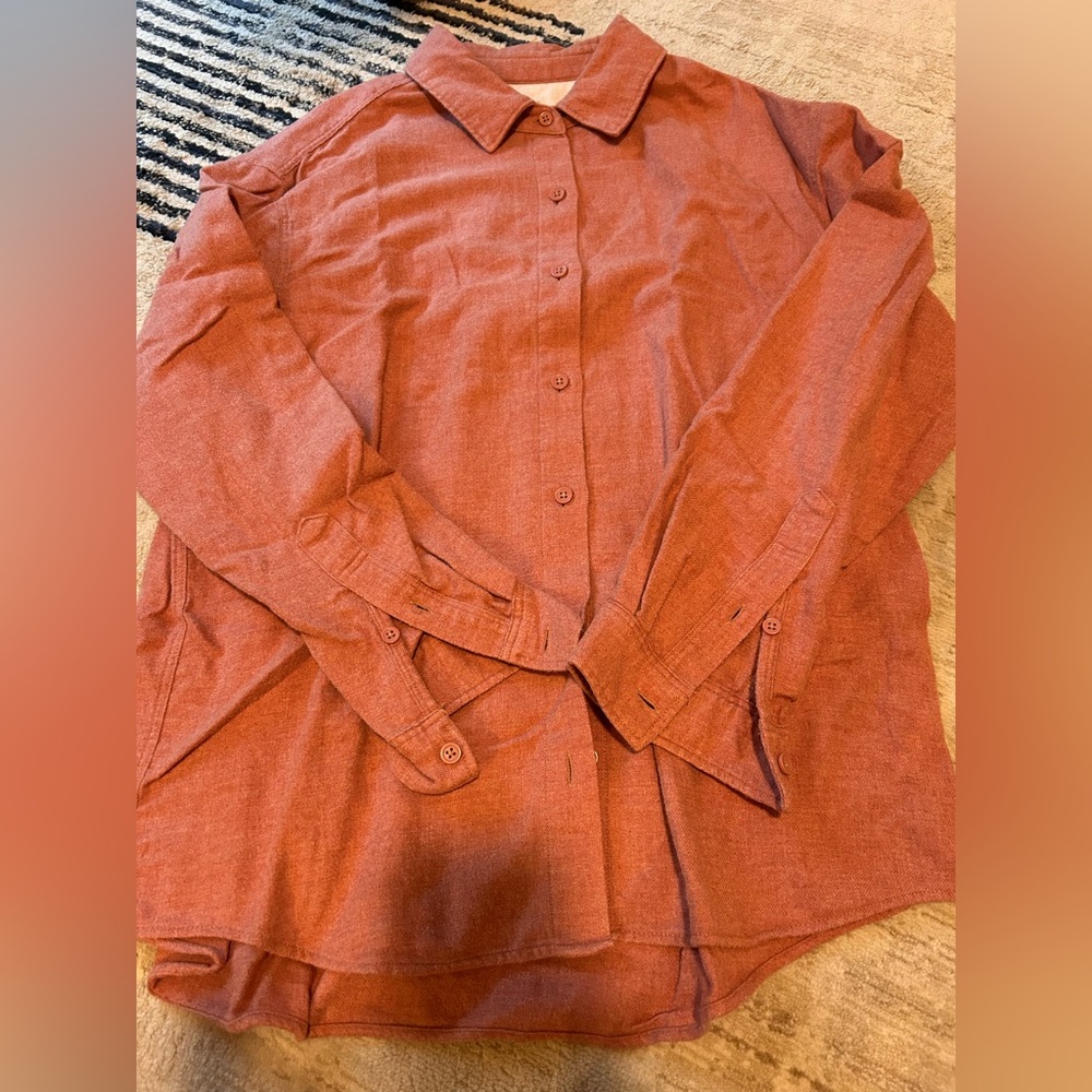 Muji button down shirt, thick and soft material colour salmon